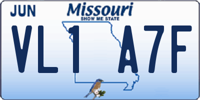 MO license plate VL1A7F