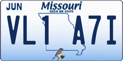 MO license plate VL1A7I