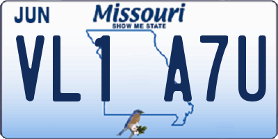 MO license plate VL1A7U
