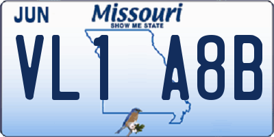 MO license plate VL1A8B