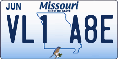 MO license plate VL1A8E