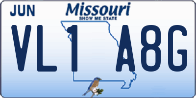 MO license plate VL1A8G