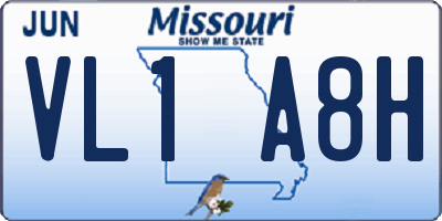 MO license plate VL1A8H