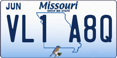 MO license plate VL1A8Q
