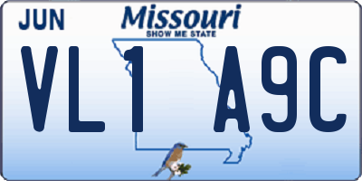MO license plate VL1A9C