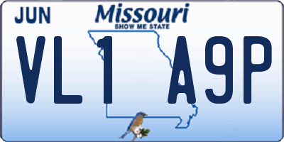 MO license plate VL1A9P