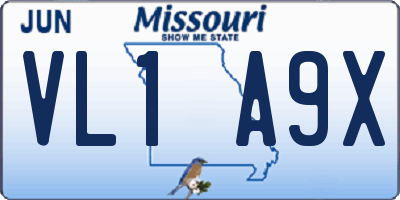 MO license plate VL1A9X