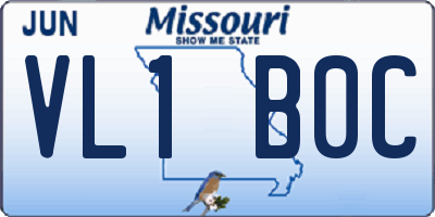 MO license plate VL1B0C