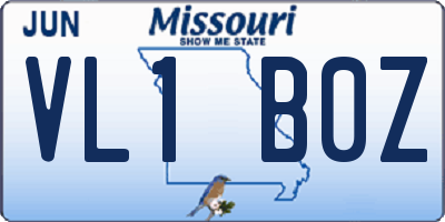 MO license plate VL1B0Z