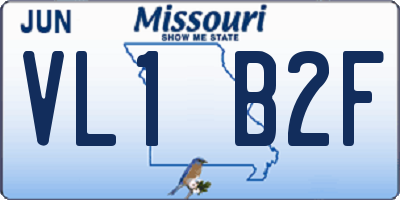 MO license plate VL1B2F