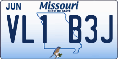 MO license plate VL1B3J