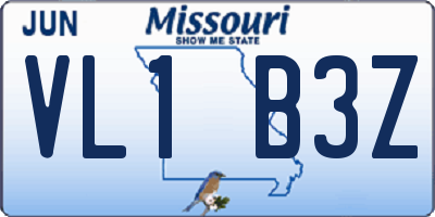 MO license plate VL1B3Z