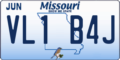 MO license plate VL1B4J