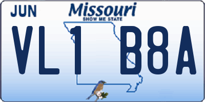 MO license plate VL1B8A