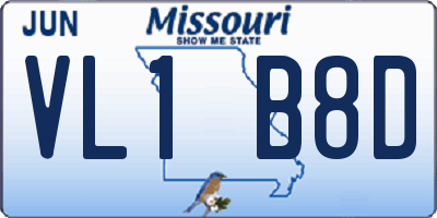 MO license plate VL1B8D