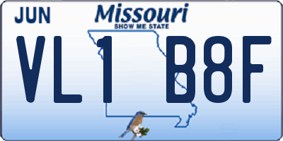 MO license plate VL1B8F