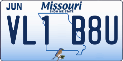 MO license plate VL1B8U