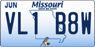 MO license plate VL1B8W