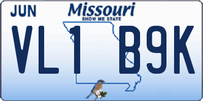 MO license plate VL1B9K