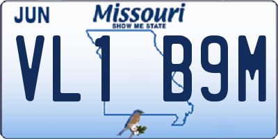 MO license plate VL1B9M