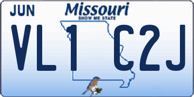 MO license plate VL1C2J