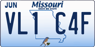 MO license plate VL1C4F