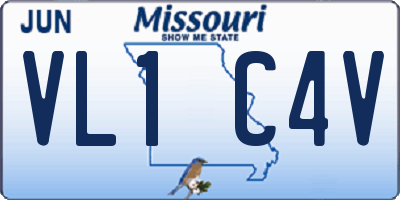 MO license plate VL1C4V