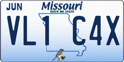 MO license plate VL1C4X