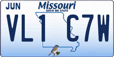 MO license plate VL1C7W