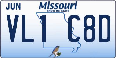 MO license plate VL1C8D