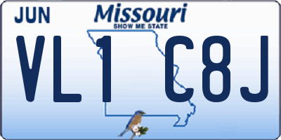 MO license plate VL1C8J