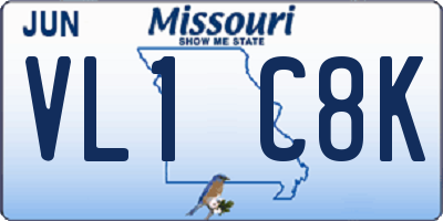 MO license plate VL1C8K
