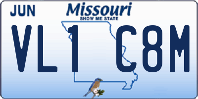 MO license plate VL1C8M