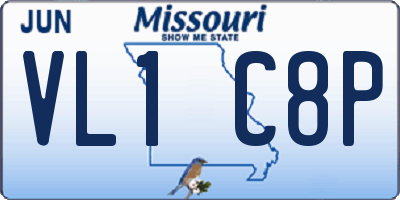MO license plate VL1C8P