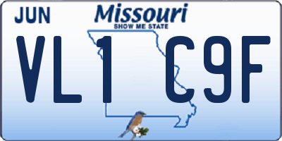 MO license plate VL1C9F