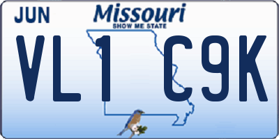 MO license plate VL1C9K