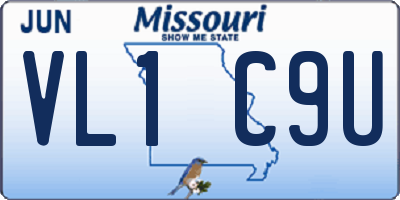 MO license plate VL1C9U