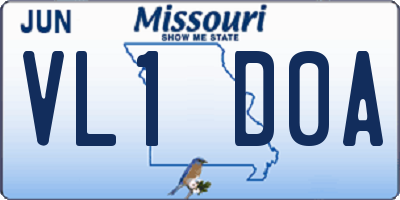 MO license plate VL1D0A