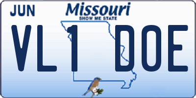 MO license plate VL1D0E