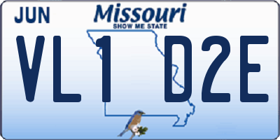 MO license plate VL1D2E