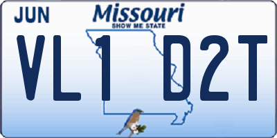 MO license plate VL1D2T