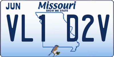 MO license plate VL1D2V