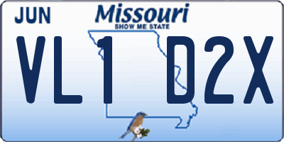 MO license plate VL1D2X