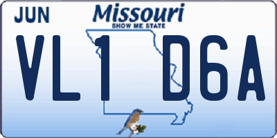 MO license plate VL1D6A