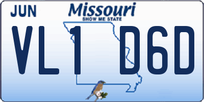MO license plate VL1D6D