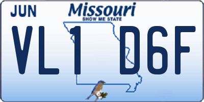 MO license plate VL1D6F