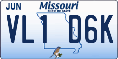 MO license plate VL1D6K