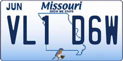 MO license plate VL1D6W
