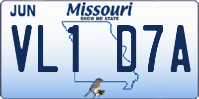 MO license plate VL1D7A