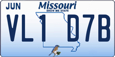 MO license plate VL1D7B